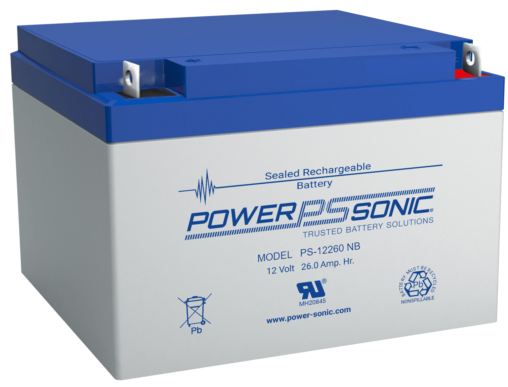 PS-12260 - 12V 26Ah Rechargeable SLA Battery